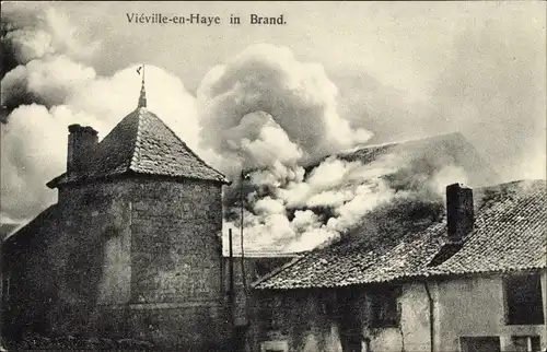 Ak Viéville en Haye Meurthe et Moselle, In Brand