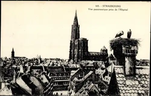 Ak Strasbourg Straßburg Elsass Bas Rhin, Vue panoramique prise de l'Hopital