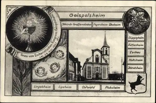 Wappen Ak Geispolsheim Bas Rhin, Eucharistischer Kongress, 1927