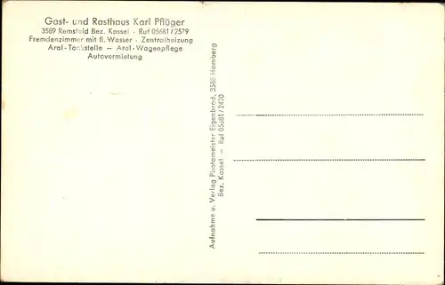 Ak Remsfeld Knüllwald Hessen, Gast und Rasthaus Pflüger, Autobahnabfahrt Homberg