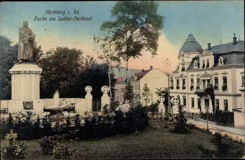 Ak Kirchberg in Sachsen, Partie am Luther-Denkmal