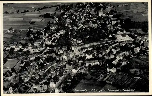 Ak Zwönitz im Erzgebirge Sachsen, Fliegeraufnahme