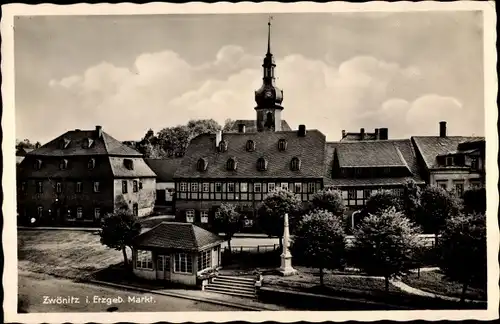 Ak Zwönitz im Erzgebirge Sachsen, Markt, Kirche