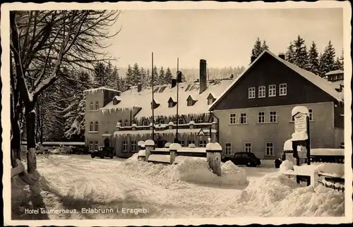 Ak Erlabrunn Breitenbrunn im Erzgebirge, Hotel Wintersportplatz Täumerhaus