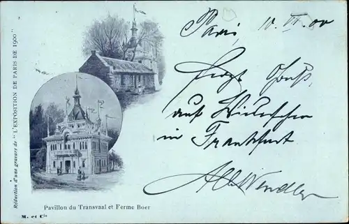 Ak Paris, Exposition de 1900, Pavillon du Transvaal, Ferme Boer
