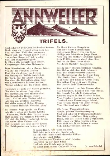 Ak Annweiler am Trifels im Kreis Südliche Weinstraße, Gedicht Victor von Scheffel