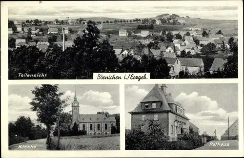 Ak Börnichen im Erzgebirge, Kirche, Rathaus, Blick auf den Ort