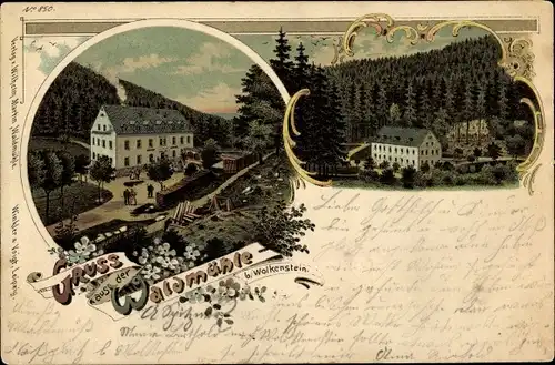 Litho Wolkenstein im Erzgebirge, Gasthaus Waldmühle