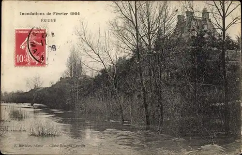 Ak Erigné Maine et Loire, Inondations de Fevrier 1904