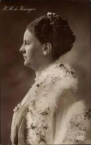 Ak Königin Wilhelmina der Niederlande, Portrait, Seitenansicht