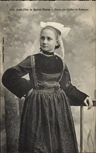 Ak Jeune Fille de Saint Thois, Etude des Coiffes de Bretagne