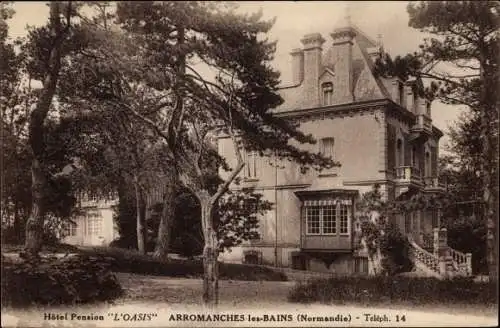 Ak Arromanches les Bains Calvados, Hotel Pension L'Oasis