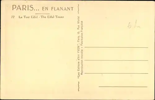 Ak Paris VII, La Tour Eiffel, Eiffelturm