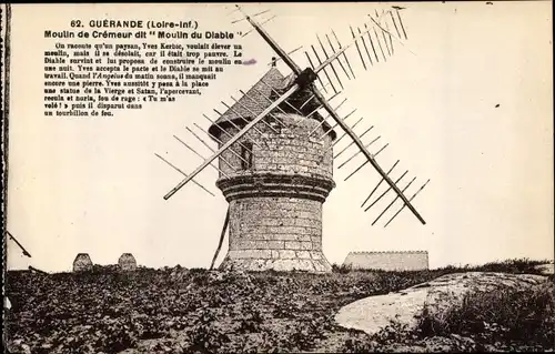 Ak Guérande Loire Atlantique, Moulin de Cremeur, Moulin du Diable