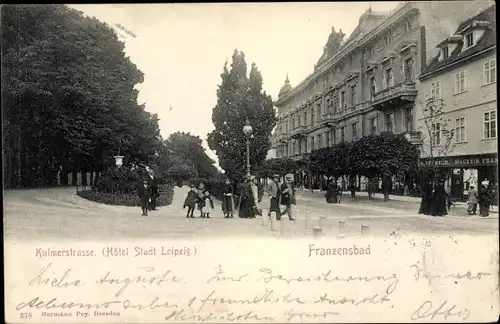 Ak Františkovy Lázně Franzensbad Region Karlsbad, Kulmer Straße, Hotel Stadt Leipzig