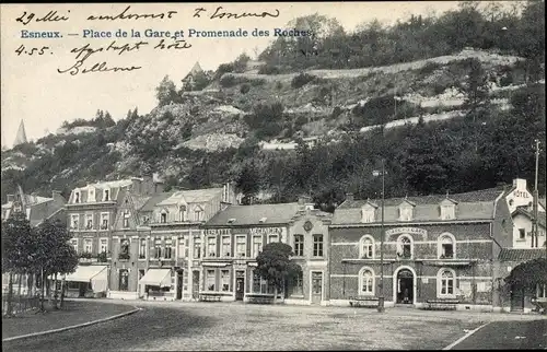 Ak Esneux Wallonien Lüttich, Place de la Gare, Promenade des Roches