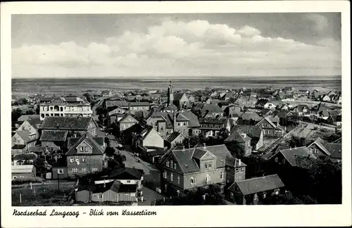 Ak Nordseebad Langeoog Ostfriesland, Blick vom Wasserturm, Gesamstansicht