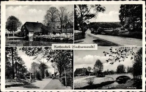 Ak Rothenbek Kuddewörde in Schleswig Holstein, Grander Mühle, Kreuzung, Sachsenwald