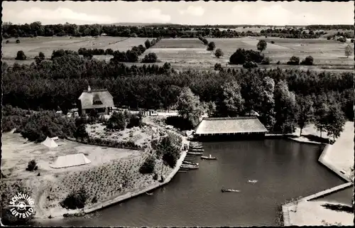 Ak Güster in Lauenburg, Fliegeraufnahme, Gasthof, Anlegestelle