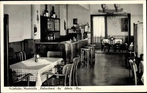 Ak Hohenhorstsee Lehrte in Niedersachsen, Autobahn Raststätte Hohenhorst See, Innenansicht