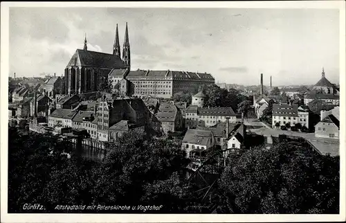 Ak Görlitz Lausitz, Altstadtbild mit Peterskirche und Vogtshof