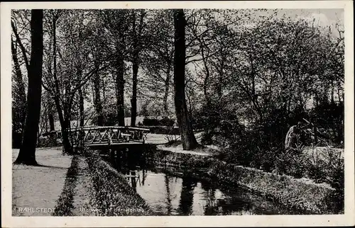 Ak Hamburg Wandsbek Rahlstedt, Uferweg, Holzbrücke