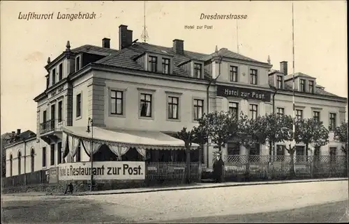 Ak Dresden Langebrück, Hotel Restaurant Zur Post, Dresdner Straße