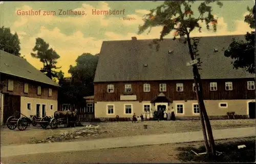 Ak Hermsdorf im Osterzgebirge, Gasthof zum Zollhaus