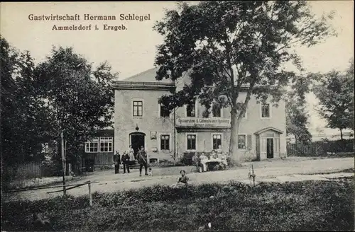 Ak Ammelsdorf Dippoldiswalde im Erzgebirge, Gastwirtschaft Hermann Schlegel
