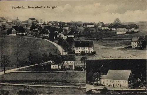 Ak Seyde Hermsdorf im Osterzgebirge, Gesamtansicht, Niederer Gasthof