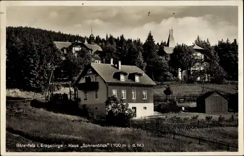 Ak Bärenfels Altenberg im Erzgebirge, Blick auf den Ort mit Haus Sonnenblick