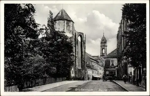 Ak Großenhain Sachsen, Straßenpartie mit Ruine