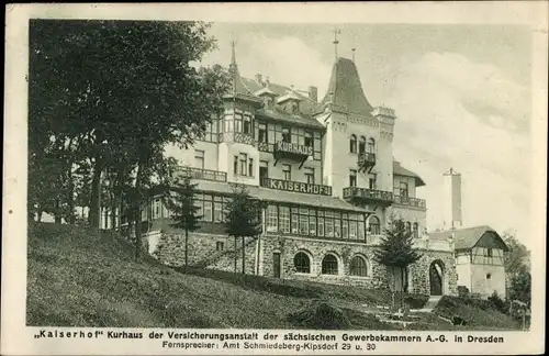 Ak Bärenfels Altenberg im Erzgebirge, Kurhaus Kaiserhof, Versicherungsanstalt sächs. Gewerbekammer