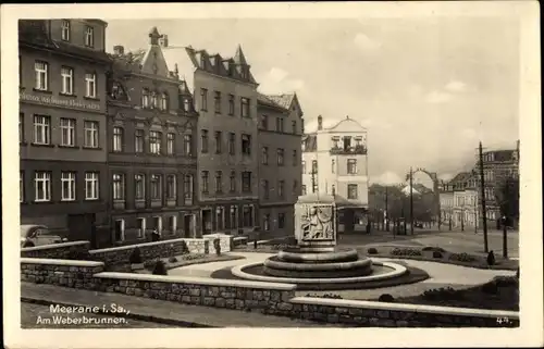 Ak Meerane in Sachsen, Partie am Weberbrunnen