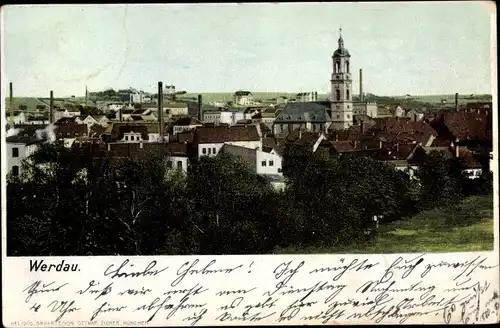 Ak Werdau in Sachsen, Blick auf den Ort