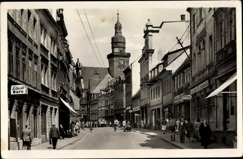 Ak Werdau in Sachsen, August Bebel Straße, Geschäfte