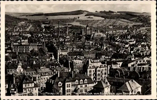 Ak Plauen im Vogtland, Blick vom Bärenstein auf den Ort