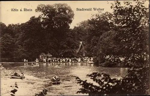 Ak Köln am Rhein, Stadtwald Weiher, Ruderboote