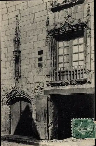 Ak Maine et Loire, Château de la Reine Cécile, Eingang und Fenster vom Schloss