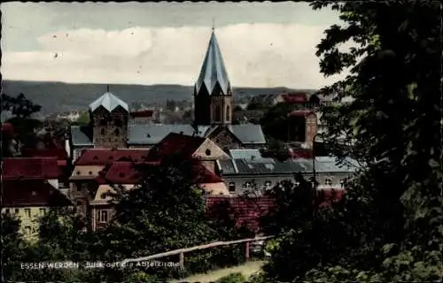 Ak Werden Essen im Ruhrgebiet, Blick auf die Abteikirche