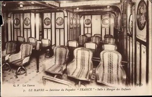 Ak Paquebot France, CGT, Salle a Manger des Enfants