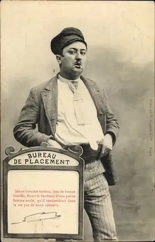 Ak Bureau de Placement, Mann mit Zigarette, Jeune homme scrieux
