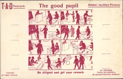 Künstler Ak Delmas' Auxiliary Pictures, The good pupil, Be diligent and get your reward
