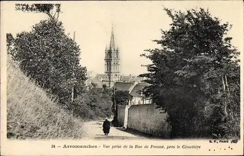 Ak Arromanches Calvados, Vue prise de la Rue de Fresne, pres le Cimetiere