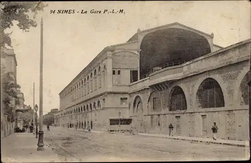 Ak Nîmes Gard, La Gare PLM, Bahnhof