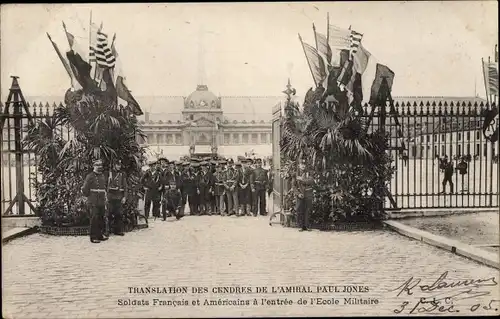 Ak Paris, Translation des Cendres de l'Amiral Paul Jones, Soldats Francais et Americains