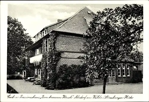 Ak Nindorf Hanstedt in der Lüneburger Heide, Gasthaus Zum braunen Hirsch, Straßenansicht