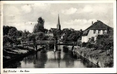 Ak Bad Oldesloe in Schleswig Holstein, Am Krahn, Brücke, Kirchturm