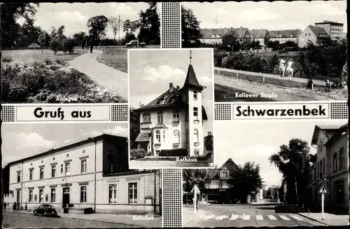 Ak Schwarzenbek in Lauenburg, Anlagen, Kollower Straße, Hamburger Straße, Bahnhof