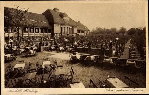 Ak Hamburg Nord Winterhude, Stadthalle Stadtpark, Konzertgarten mit Terrassen